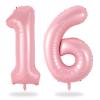 Pink 16 Balloon Number 40 Inch, Large Light Pink Number 16 Balloons, Macaron 16 Balloons Foil Helium 16 Birthday Balloons for Girls Women 16th or 61st Year Old Birthday Party Decorations Anniversary view 1