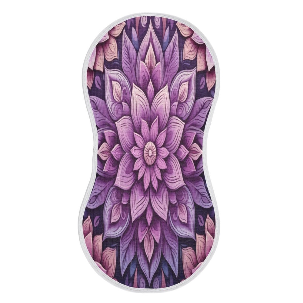 GOODOLD Purple Mandala Pattern_48 Muslin Baby Burp Cloths - Super Absorbent and Soft Burping Rags - Cotton Burp Clothes Set for Boys and Girls, 1 Pack