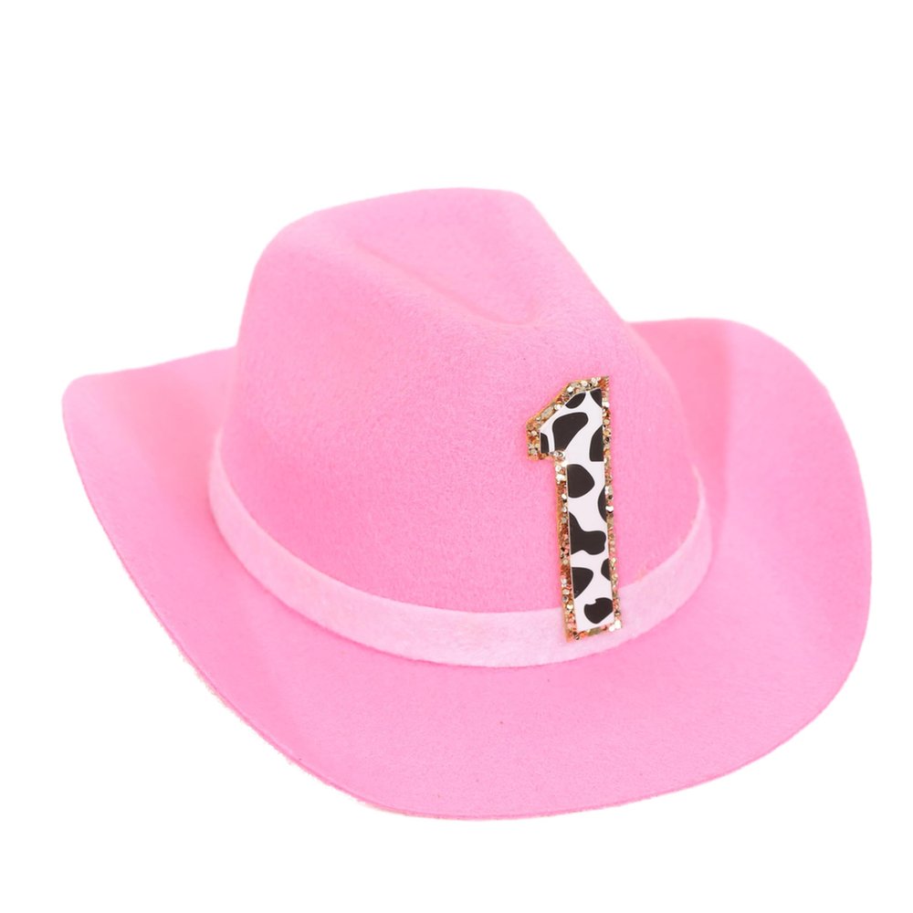 PATRDIO Girls Cowgirl Mini Hat - First Rodeo Birthday Party Crown, Western Farm Photo Prop (Pink)