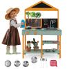 HONEY JOY Mud Kitchen, Fir Wood Outdoor Play Kitchen for Toddlers, Transparent Root Viewer Planter, Realistic Faucet & Sink, Stoves, Chalkboard, Storage Shelf, Mud Kitchen for Kids Outdoor Backyard view 1