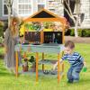 Costzon Mud Kitchen, Wooden Kids Kitchen Playset with See-Through Planter Box, Blackboard, Stoves, Sink & Faucet, Cooking Accessories, Storage Shelves, Toddler Outdoor Play Kitchen for Boys Girls 3+ view 3