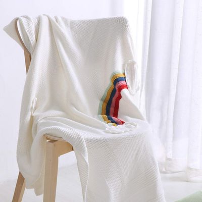 FGBDFSD BlanketsWoollen Blanket Cotton Rainbow Blanket Throws Hand-Woven Sofa Blanket Armchair Cover Child Baby Blanket Beach Mat Home Decoration Soft Breathable 110130cm