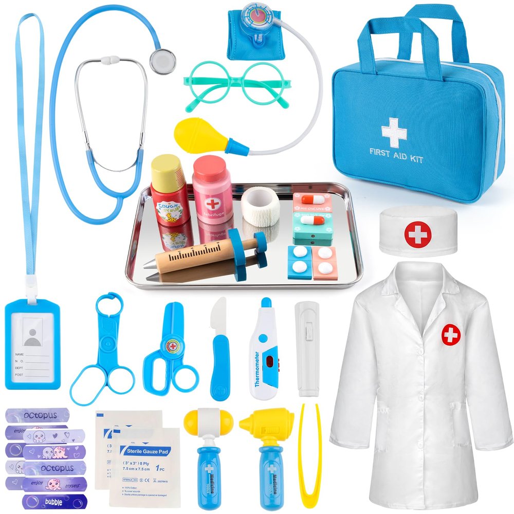 XZZO Doctor Kit for Kids, 36 Pcs Doctor Play Set kit for Toddlers 3-5 with Medical Storage Bag & Real Stethoscope, Medical Kits Doctor Toys, Fun Doctor Role Playing Game Gift for Kids Toddlers