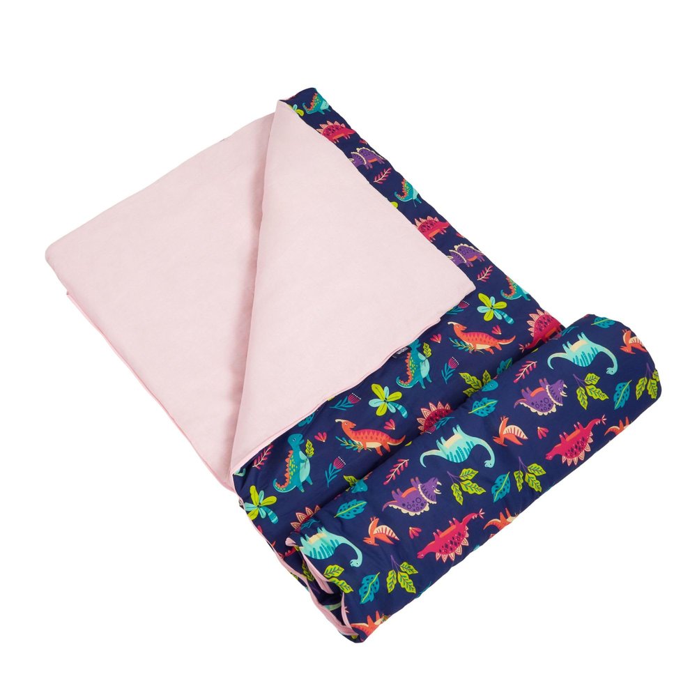 Wildkin Kids Sleeping Bag  Roll-Up Design with Storage Bag for School, Travel & Camping - Darling Dinosaurs