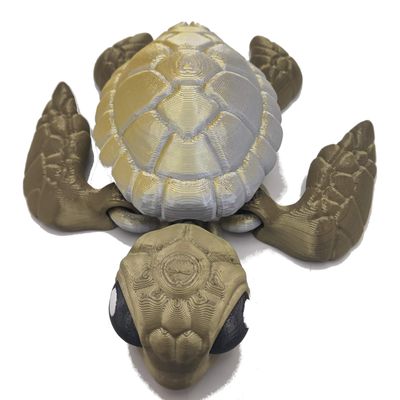 Sea Turtle - 3D Printed, Articulated Fidget (Gold/Silver (Large))