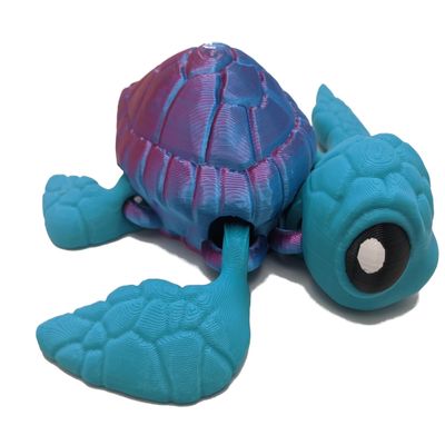 Sea Turtle - 3D Printed, Articulated Fidget (Pink/Blue (Small))