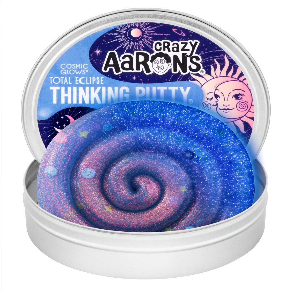 Crazy Aaron's Thinking Putty - Total Eclipse - Glow in The Dark Sensory Putty for Kids and Grown ups in a 4" Tin - Creative and Endless Fun, Stress Relief Therapy Toys, Never Dries Out - Made in USA