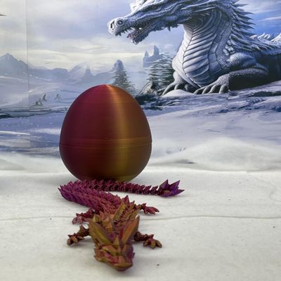 Generic 3D Printed Dragon with Dragon Egg, 12"" Articulated Tri Color Crystal Dragon, Red Purple Gold Dragon, Fidget ADHD Autism Sensory Toy Executive Desk Toy D001-S5-RPG