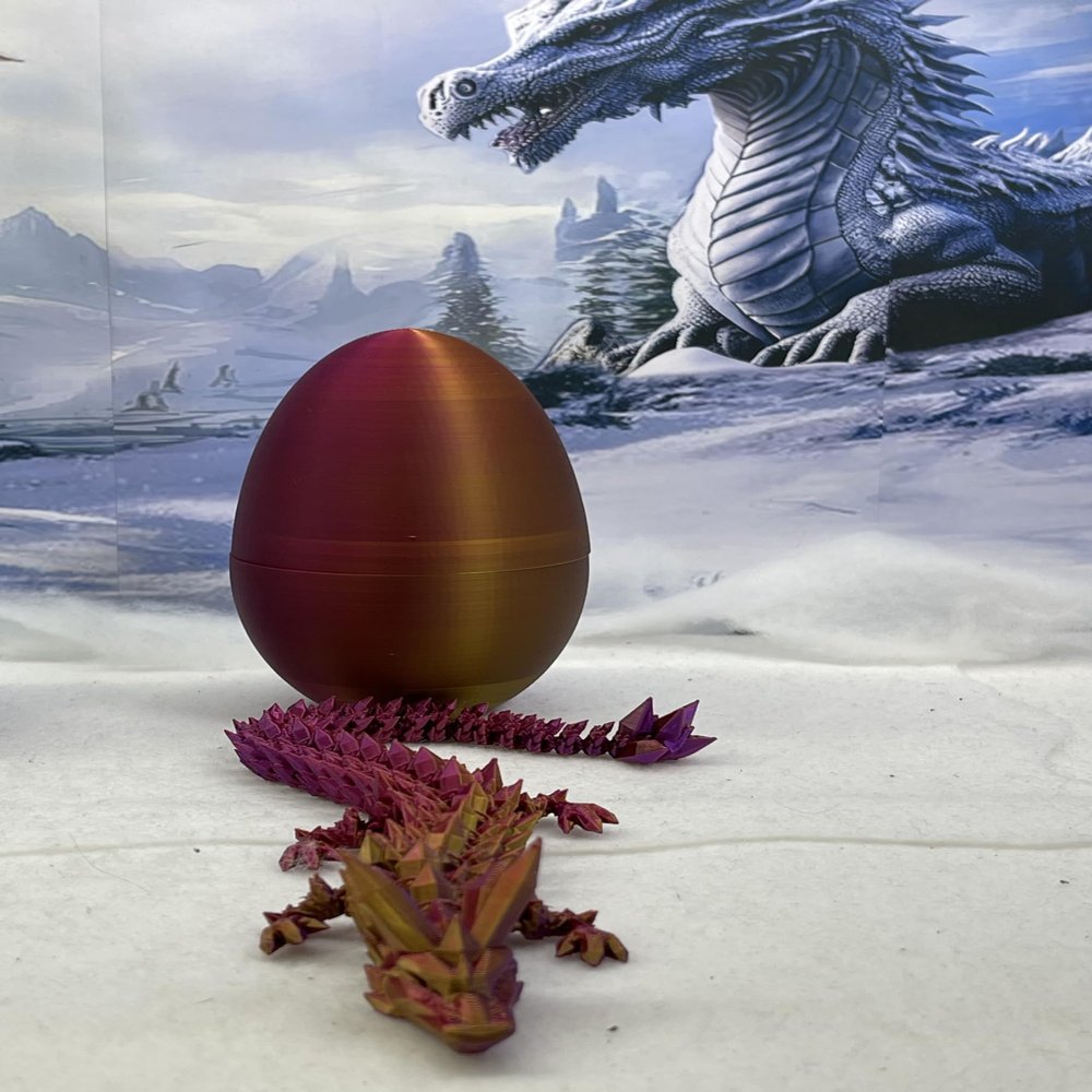 Generic 3D Printed Dragon with Dragon Egg, 12"" Articulated Tri Color Crystal Dragon, Red Purple Gold Dragon, Fidget ADHD Autism Sensory Toy Executive Desk Toy D001-S5-RPG