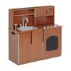 ECR4Kids 4-in-1 Kitchen, Sink, Stove, Oven, Microwave and Storage, Play Kitchen, Dark Walnut view 1