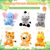 RoundFunny 6 Pcs Small Stuffed Safari Animals Bulk, 7 Inch Jungle Animals Stuffed Toys, Adorable Plush Lion Zebra Giraffe Tiger Hippo Elephant for Baby Shower Safari Jungle Themed Party Student Award view 2