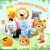 RoundFunny 6 Pcs Small Stuffed Safari Animals Bulk, 7 Inch Jungle Animals Stuffed Toys, Adorable Plush Lion Zebra Giraffe Tiger Hippo Elephant for Baby Shower Safari Jungle Themed Party Student Award view 3