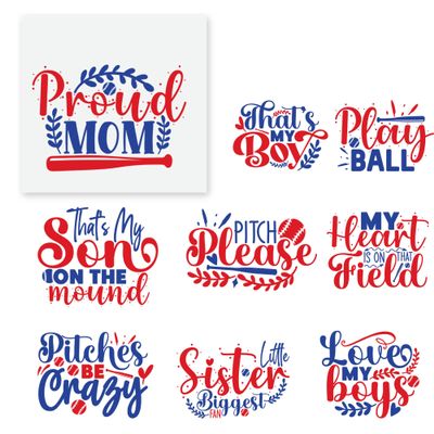27 PCS Heat Transfer DTF Iron On Decals Baseball Proud Mom Pitch Boy for Clothing Heat Press Patches DIY Tshirt Direct to Film Baseball Sister Brother