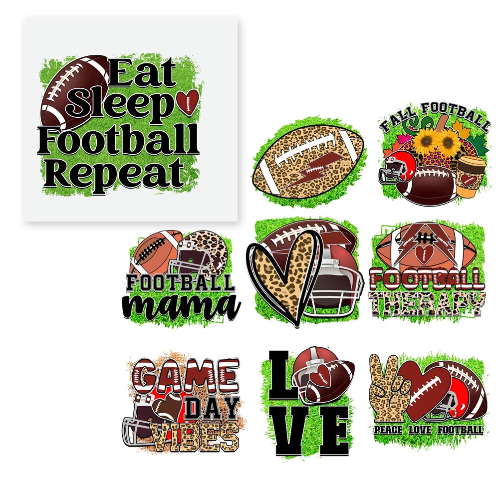 27 PCS Heat Transfer DTF Iron On Decals Football Game Day Vibes Love for Clothing Heat Press Patches DIY Tshirt Direct to Film Football Mama