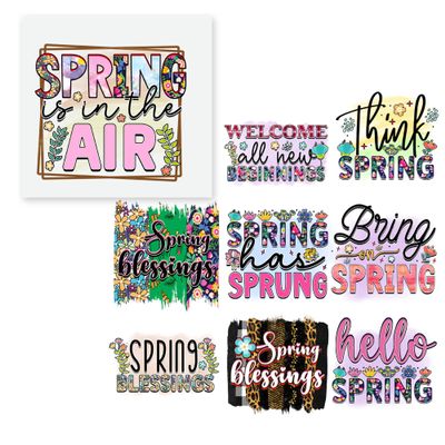 27 PCS Heat Transfer DTF Spring new Begining Iron On Decals for Clothing Heat Press Patches DIY Tshirt Direct to Film Hello Spring Blessings
