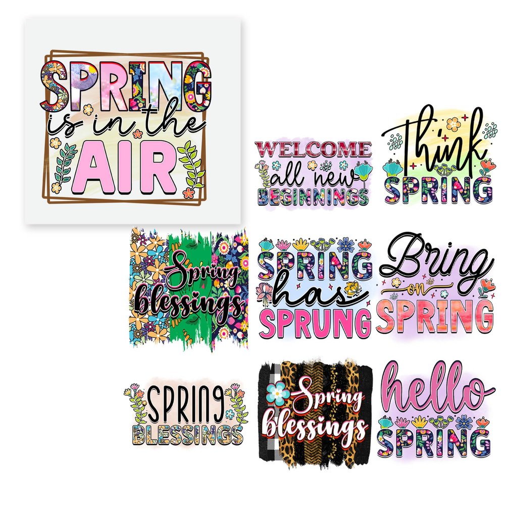 27 PCS Heat Transfer DTF Spring new Begining Iron On Decals for Clothing Heat Press Patches DIY Tshirt Direct to Film Hello Spring Blessings