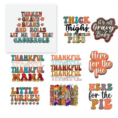 27 PCS Heat Transfer DTF Thankful Mama Iron On Decals for Clothing Heat Press Patches DIY Tshirt Direct to Film Fall Thanksgiving