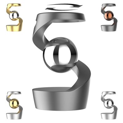 Gravity Defying Kinetic Desk Toy, Desk Spinning Toys for, Kinetic Desk Toys, Stress Relieving Optical Illusion Toys, Perfect for Party Gifts, Car Ornaments, Office DCor. (Gray + Silver Beads)