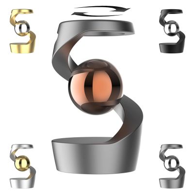 Gravity Defying Kinetic Desk Toy, Desk Spinning Toys for, Kinetic Desk Toys, Stress Relieving Optical Illusion Toys, Perfect for Party Gifts, Car Ornaments, Office DCor. (Gray + Rose Beads)