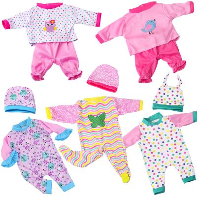 UNICORN ELEMENT 5 Sets Baby Doll Clothes for 14-18 Inch Dolls, 16 Inch Baby Doll Pjs Clothes Outfits and Accessories for New Born Dolls