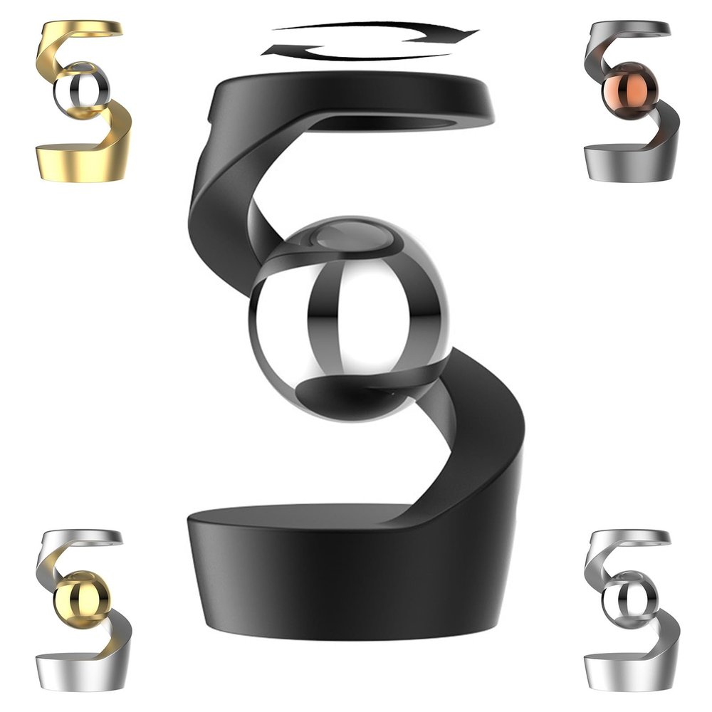 Gravity Defying Kinetic Desk Toy, Desk Spinning Toys for, Kinetic Desk Toys, Stress Relieving Optical Illusion Toys, Perfect for Party Gifts, Car Ornaments, Office DCor. (Black + Silver Beads)