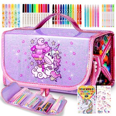 CzoyJoyz 50 Pcs Fruit Scented Washable Markers Set for Girls 4-8, Unicorn Coloring Markers Art Set and School Supplies Birthday Gifts Toys for 4 5 6 7 8 Year Old Girls (Purple)