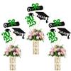 12 Pack 2025 Graduation Centerpiece Sticks Assembled Glitter Class of 2025 Lawyer Cake Toppers Diploma Grad Cap Table Centerpiece Sticks for School 2025 Graduation Theme Party Green view 1