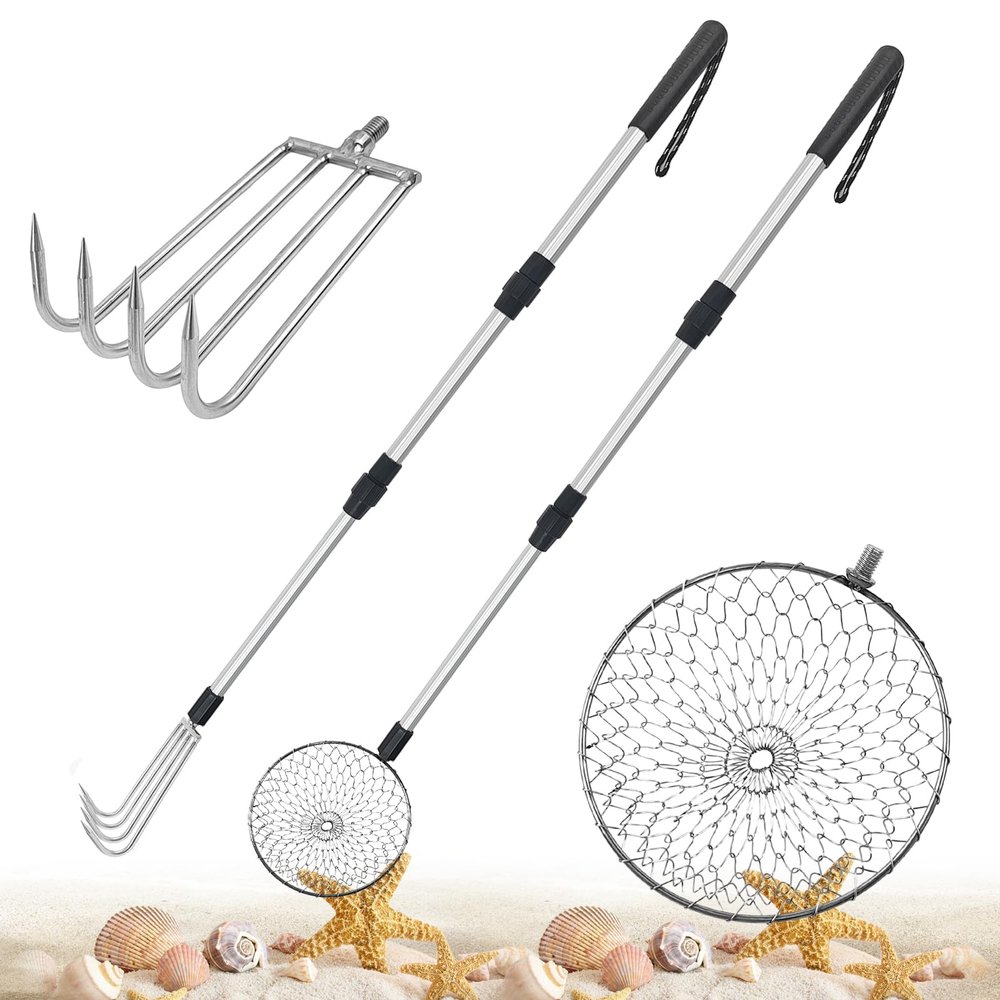 CIEOVO 2 Pack Shark Tooth Sifter Clam Rake and Beach Sand Sifter Sand Scoop Shell Scooper for Beach Scoop Shovel Sifter Tool Picking Up Shells