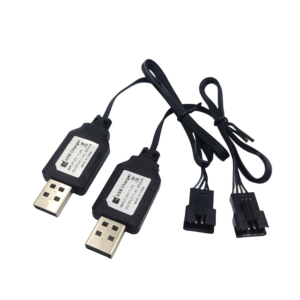 KOMITASUI SM-4P USB Charger Cable Replacement for RC Car, RC Boat 7.4V Charger Plug, USB Charging Cable - 2Pack