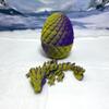 3D Printed Dragon with Dragon Egg, 7" Articulated Yellow Purple Baby Gemston Dragon,, Fidget ADHD Autism Sensory Toy Executive Desk Toy D003-Gemstone view 1