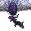 Articulated Crystal Dragon with Dragon Egg, 3D Printed 12" Crystal Dragon Silky Dual Color Fidget Toy ADHD Autism Sensory Toy Executive Desk Toy D001 (Purple & Black) view 1