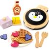 PairPear Wooden Waffle Maker Toy Food Playset, Kids Pretend Play Food Kitchen Accessories, Wooden Cooking Toy Baking Playset, Toddler Play Breakfast Brunch Tea Sets Cutting Food Gift for Girls Boys 3+ view 1