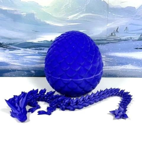 3D Printed Crystal Dragon with Dragon Egg, Articulated Crystal Dragon 4 Options Dual Color Matte Finish, Fidget Toy Dragon Fidget ADHD Autism Sensory Toy Executive Desk Toy D001-S1 (Blue Purple)