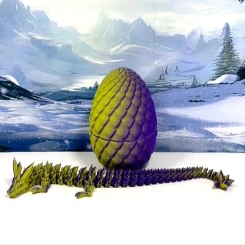 3D Printed Crystal Dragon with Dragon Egg, Articulated Crystal Dragon 4 Options Dual Color Matte Finish, Fidget Toy Dragon Fidget ADHD Autism Sensory Toy Executive Desk Toy D001-S1 (Yellow Purple)