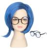 Miss U Hair Short Blue Wig with Glasses Child Girls Emotion Cosplay Halloween Wig view 1