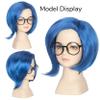 Miss U Hair Short Blue Wig with Glasses Child Girls Emotion Cosplay Halloween Wig view 4