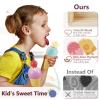 HERSITY Wooden Ice Cream Stand for Kids, Ice Cream Popsicle Toy Pretend Play Food Kitchen Accessories Playset Lolly Shop Games for Toddlers Girls Boys 3 4 5 Years Old view 3