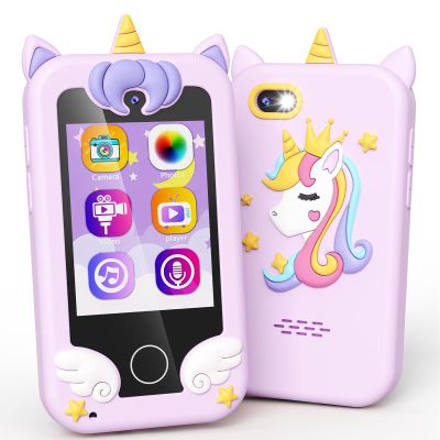 Kikapabi Kids Toy Smartphone, Unicorn Gifts and Toys for Girls Boys Ages 3-8 Years Old, Fake Play Toy Phone with Music Player Dual Camera Puzzle Games Touchscreen, Birthday, Kids Trip Activity