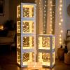 Ledido Transparent Balloon Boxes, Clear Balloon Boxes with 6 Pcs String Lights and 78 Letters for Baby Shower Gender Reveal 2026 New Year Grad Party Birthday Anniversary Bridal Decor - 6 White Boxes view 1