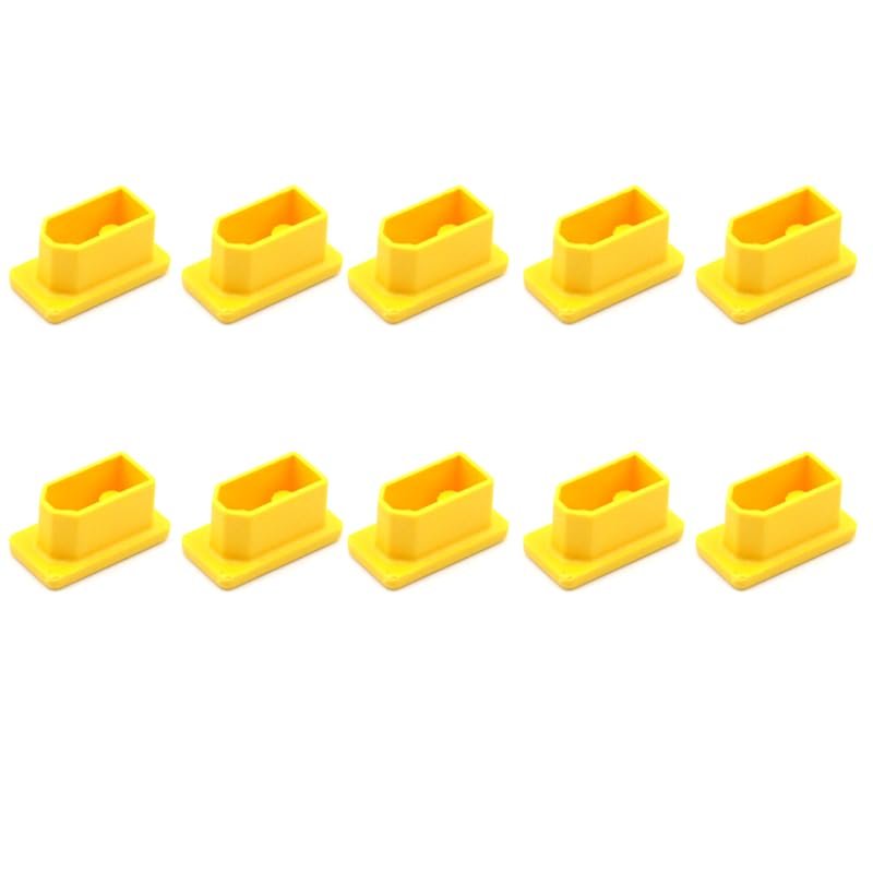 10pcs XT60 XT60H Male/Female Plug Dust Cap PVC Protective Cover Anti-Dirt Cap Protector Shell Yellow/Black for RC Aircraft Drone (10pcs Yellow Female)
