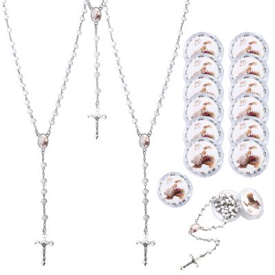 12 PCS Guardian Baby Angel White Bead Scented Rosaries For Baptism Gifts Girls Boys,Rosaries In Bulk For First Communion Party Favors Guests,Rosarios Catolicos 12 Pack Para Recuerdos De Bautizo