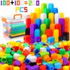 Jenaai 200 Pcs Math Cubes Counting Blocks Linking Connecting Cubes Math Manipulatives with Storage Container Educational Toy for Kids Age 4-8 Kindergarten STEM Activities Preschool(Orange) view 1