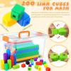 Jenaai 200 Pcs Math Cubes Counting Blocks Linking Connecting Cubes Math Manipulatives with Storage Container Educational Toy for Kids Age 4-8 Kindergarten STEM Activities Preschool(Orange) view 2