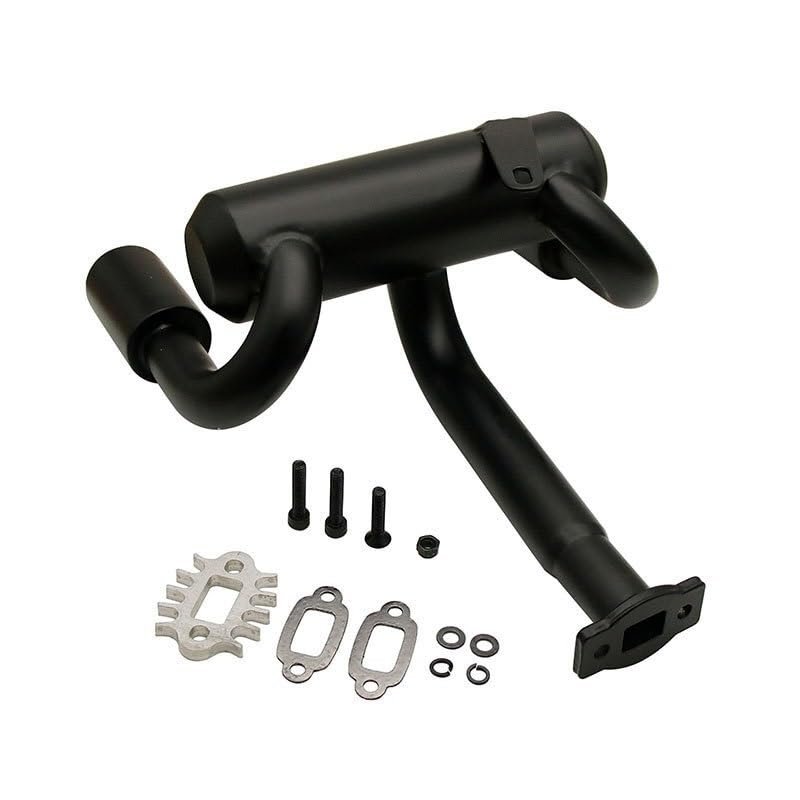 DEFYAN Upgrade Parts 2 Hole Exhaust Pipe Power Riser Rear Bumper for 1/5 Rc Car HPI RO-F-UN for RO-V-an KM B-A-JA 5B 5T 5SC Buggy Truck (Color : Black for 23CC-36CC)