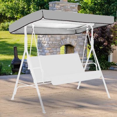 2/3 Seat Swing Canopy Replacement Top Cover - Garden Patio Waterproof Cover Porch Swing Canopy Replacement Tarp for Outdoor Sunproof(Grey,191 * 120 * 18cm)
