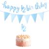 Happy 1/2 Birthday Banner Glitter Half Birthday 6 Months Happy Birthday Banner Happy Birthday Bunting Banner Birthday Party Decorations for Half Year Baby Shower, Light Blue view 1