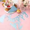 Happy 1/2 Birthday Banner Glitter Half Birthday 6 Months Happy Birthday Banner Happy Birthday Bunting Banner Birthday Party Decorations for Half Year Baby Shower, Light Blue view 4