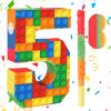 Building Blocks 5th Birthday Party Decorations Number 5 Pinata with Pinata Stick & Blindfold for Kids Girls Boys Happy Birthday Building Block Theme Party Supplies Carnival Games view 1