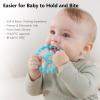 3 Pack Ring Teether Baby Infant Toys, Silicone Teething Ring Toys for Babies 0-6 Months, Seposeve Baby Teethers 6-12 Months 12-24 Months, Easy to Grasp Toy, Teething Relief, Light Purple Green Blue view 3