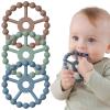 3 Pack Ring Teether Baby Infant Toys, Baby Essentials, Silicone Teething Ring Toys for Babies 0-6 Months, Seposeve Toddler Teethers 6-12 Months 12-24 Months, Infant Teething Relief, Brown Green Blue view 1